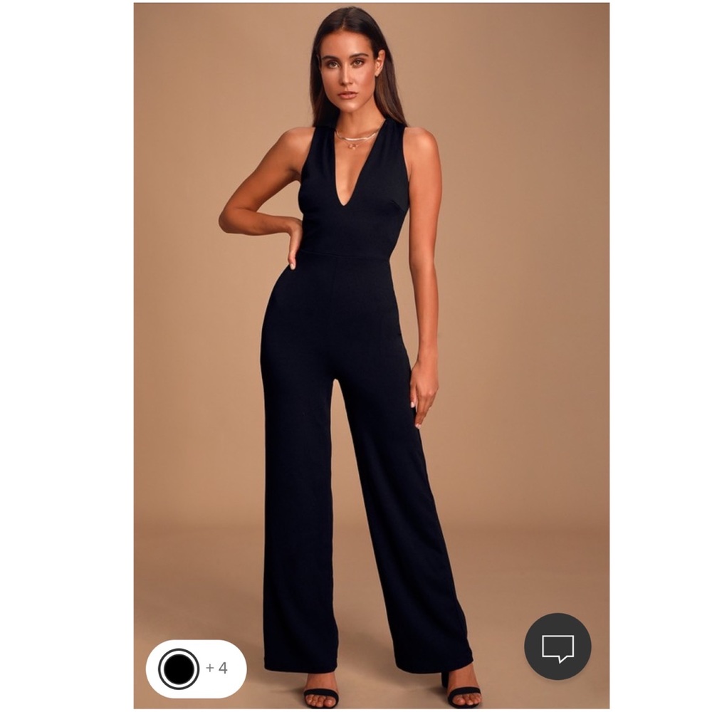 NWT Medium - Lulu’s “Thinking Out Loud Black Backless Jumpsuit.”